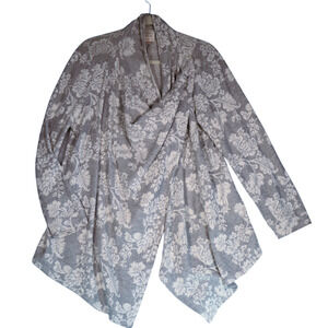 Knox Rose Cardigan Sweater Womens XXL Gray Floral Drape Front Boho Soft Girl